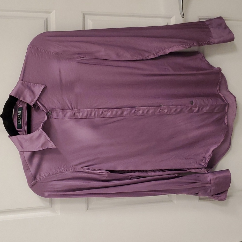 Lauren by Ralph Lauren silk lavender blouse.